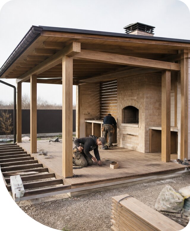 Строительство веранды с барбекю в Лесосибирске под ключ для дома