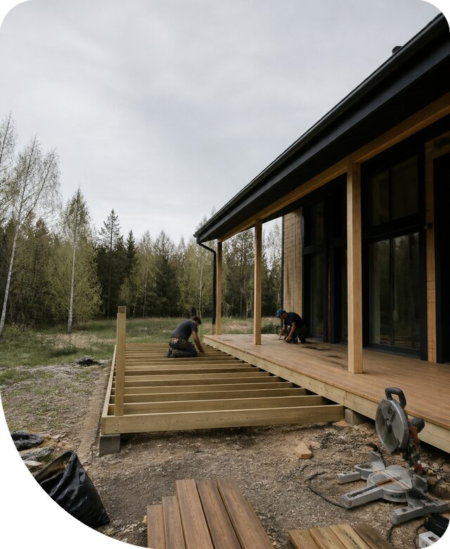 Проектирование и строительство открытой террасы в Лесосибирске